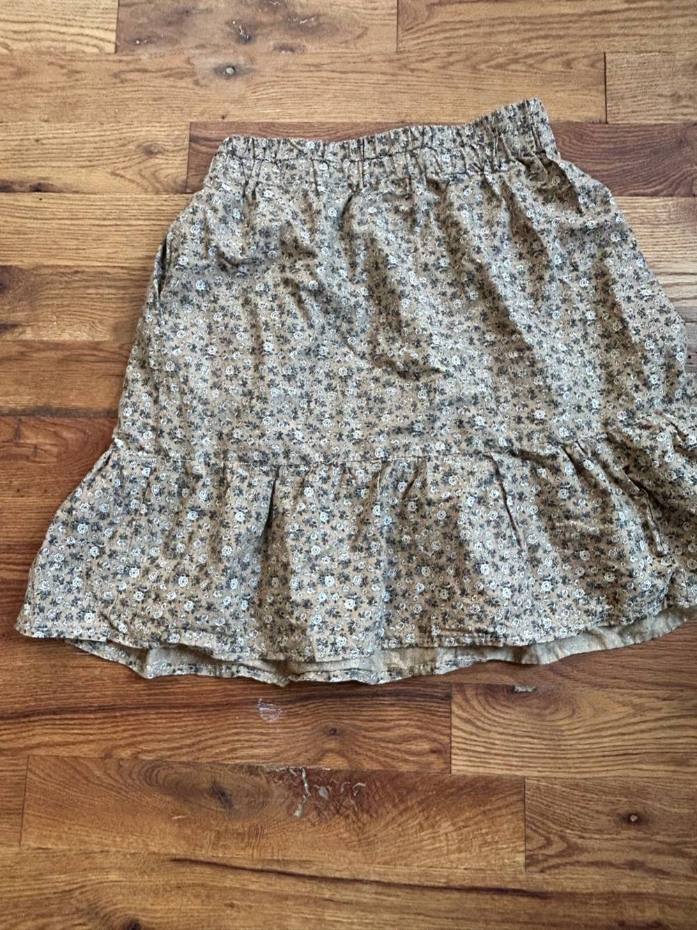 Handmade Ditsy Floral Ruffle Hem Skirt in Taupe